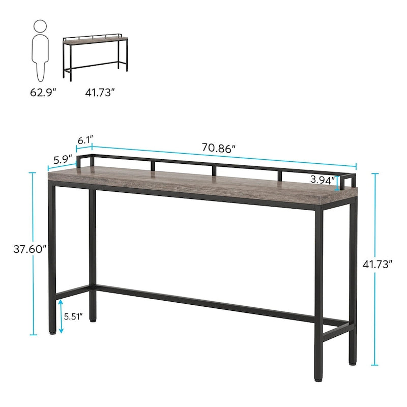 Console Derrière Canapé, Table d'Entrée Étroite de 180 cm de Long