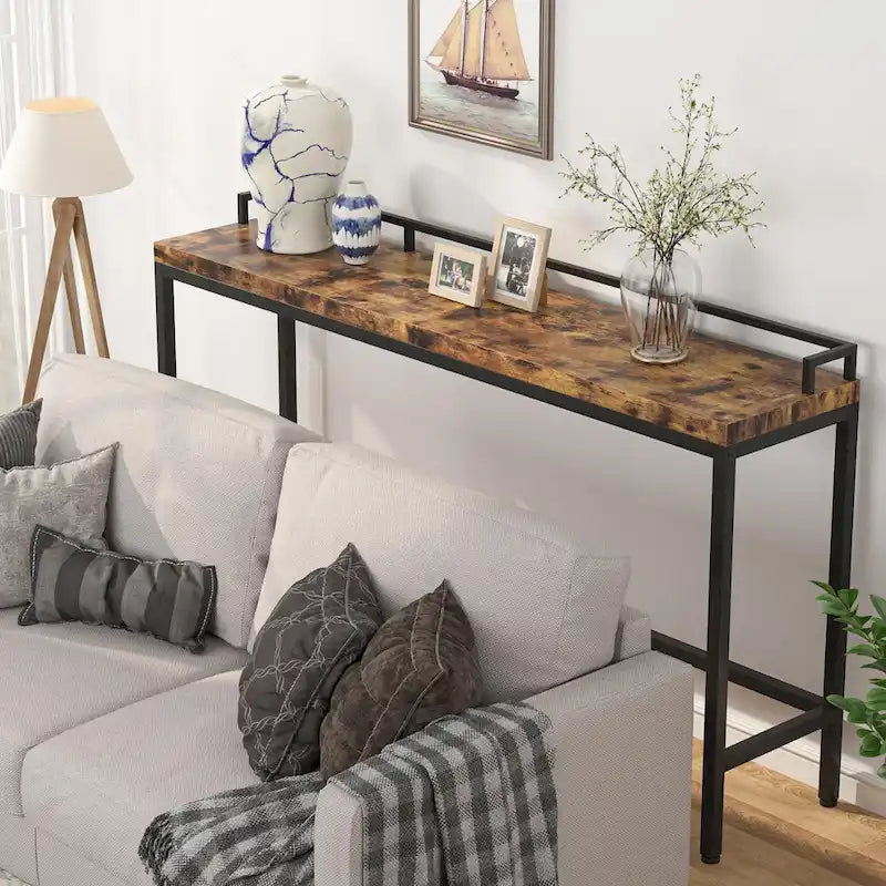 Console Derrière Canapé, Table d'Entrée Étroite de 180 cm de Long