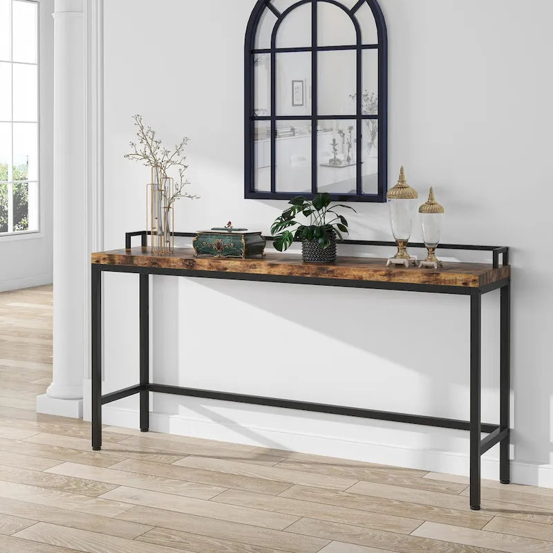 Console Derrière Canapé, Table d'Entrée Étroite de 180 cm de Long