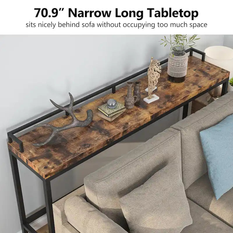 Console Derrière Canapé, Table d'Entrée Étroite de 180 cm de Long