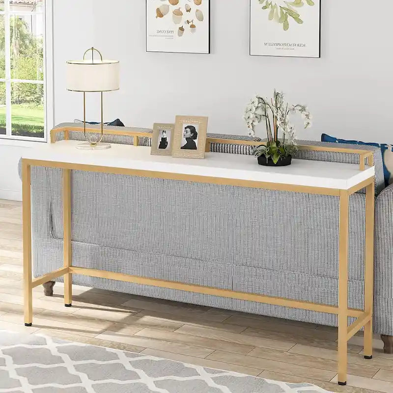 Console Derrière Canapé, Table d'Entrée Étroite de 180 cm de Long