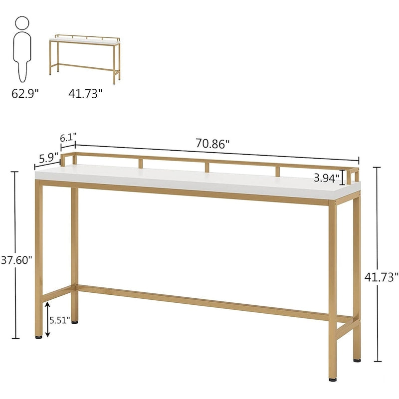 Console Derrière Canapé, Table d'Entrée Étroite de 180 cm de Long