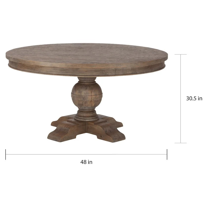 Table à manger ronde Copper Grove Abenberg en manguier vieilli