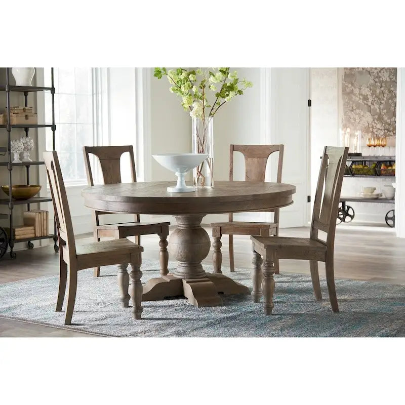 Table à manger ronde Copper Grove Abenberg en manguier vieilli