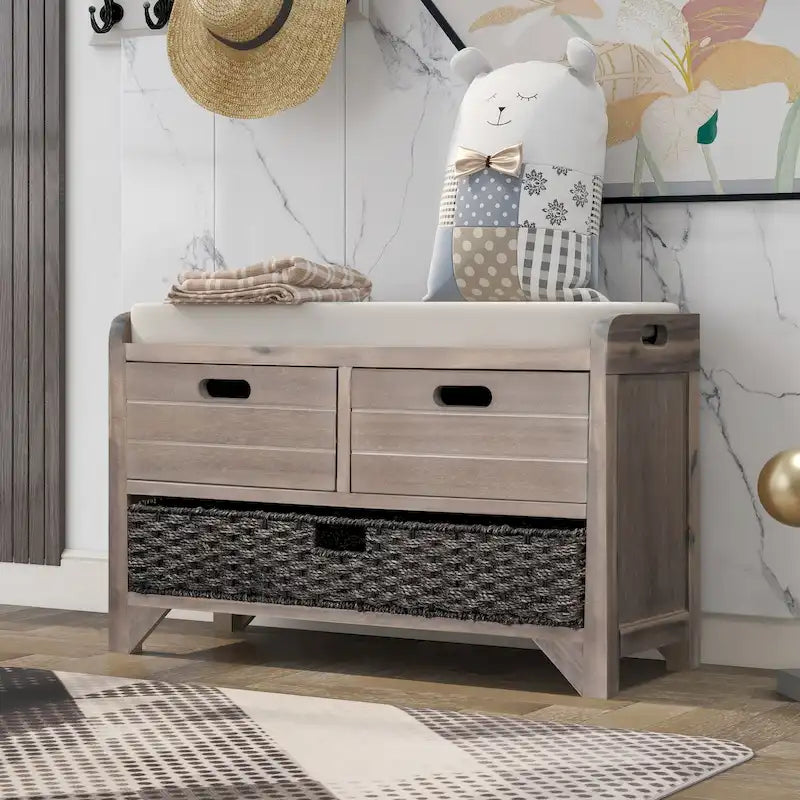 Banc de rangement Nestfair pour entrée avec panier amovible et 2 tiroirs