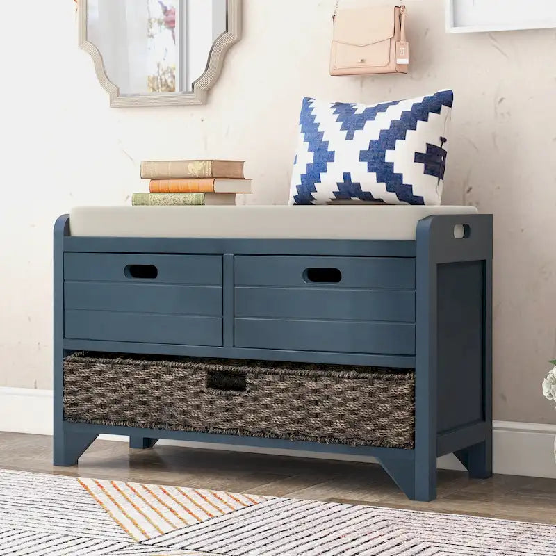 Banc de rangement Nestfair pour entrée avec panier amovible et 2 tiroirs