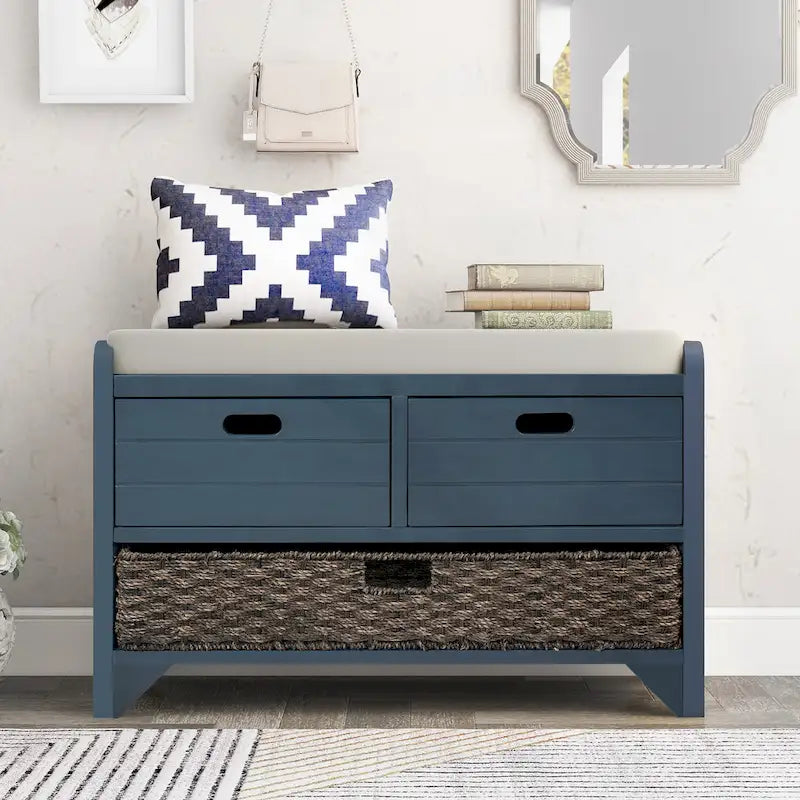 Banc de rangement Nestfair pour entrée avec panier amovible et 2 tiroirs