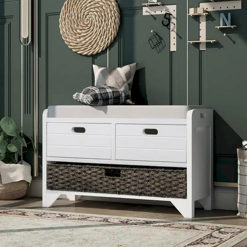 Banc de rangement Nestfair pour entrée avec panier amovible et 2 tiroirs