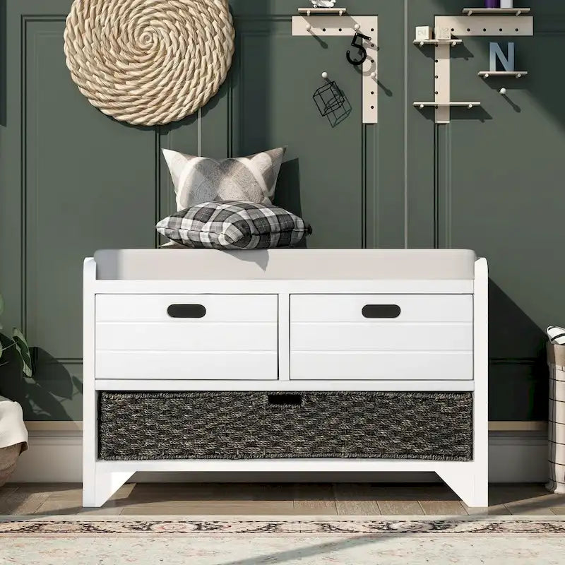 Banc de rangement Nestfair pour entrée avec panier amovible et 2 tiroirs