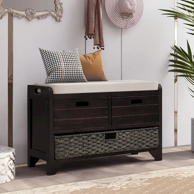 Banc de rangement Nestfair pour entrée avec panier amovible et 2 tiroirs