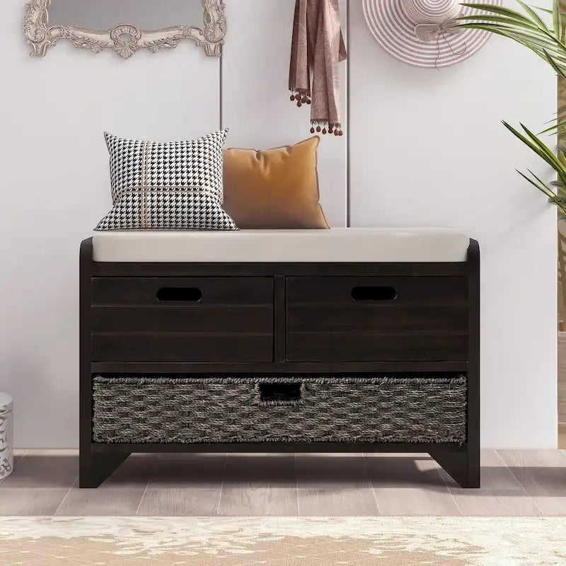 Banc de rangement Nestfair pour entrée avec panier amovible et 2 tiroirs
