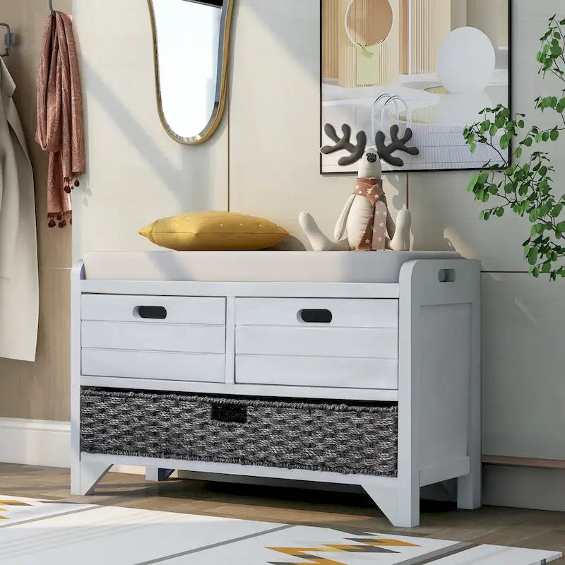 Banc de rangement Nestfair pour entrée avec panier amovible et 2 tiroirs
