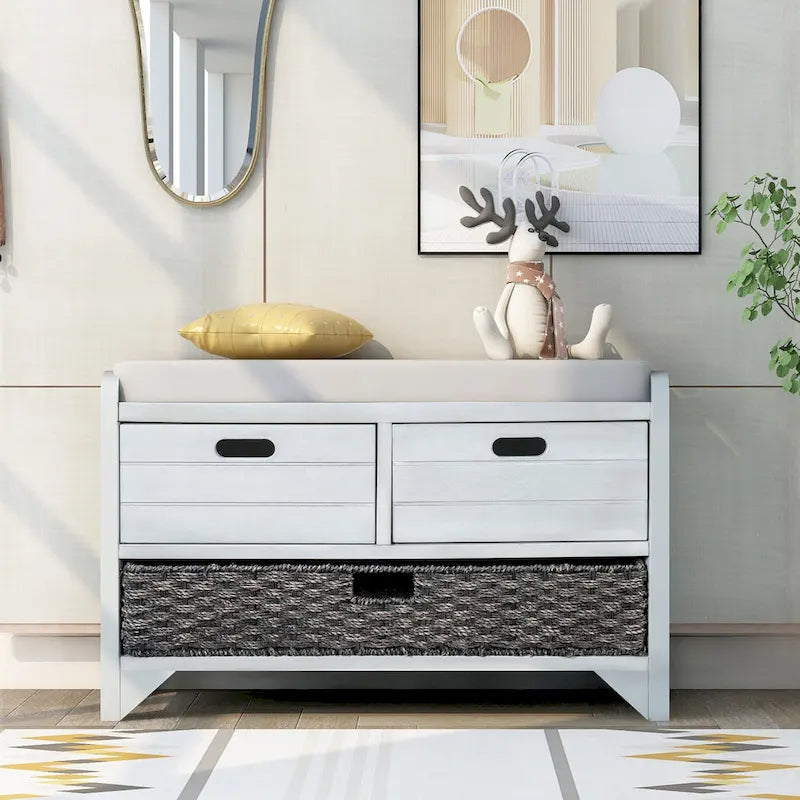 Banc de rangement Nestfair pour entrée avec panier amovible et 2 tiroirs