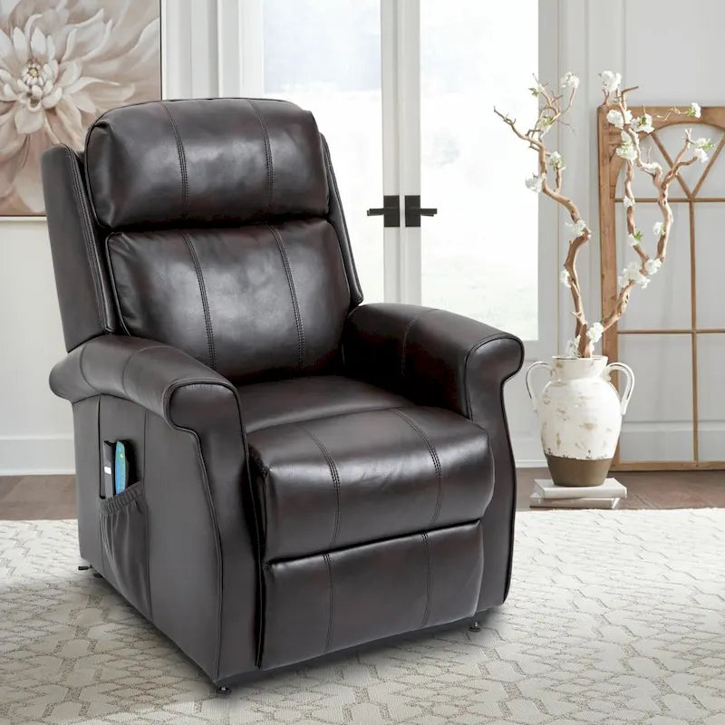 Fauteuil inclinable électrique de relaxation en similicuir avec fonction massage pour personnes âgées Clihome