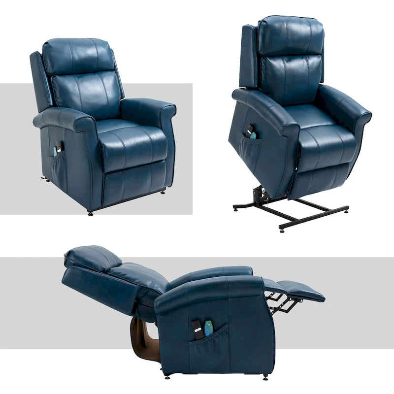 Fauteuil inclinable électrique de relaxation en similicuir avec fonction massage pour personnes âgées Clihome
