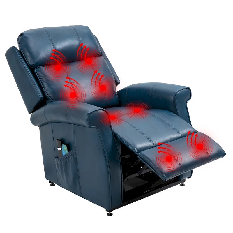 Fauteuil inclinable électrique de relaxation en similicuir avec fonction massage pour personnes âgées Clihome