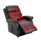 Fauteuil inclinable électrique de relaxation en similicuir avec fonction massage pour personnes âgées Clihome