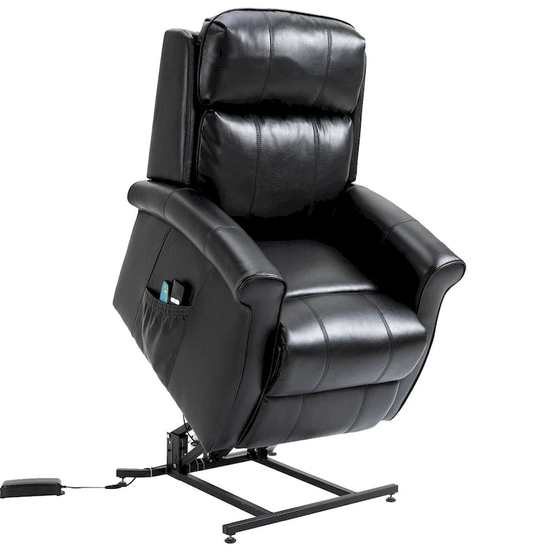 Fauteuil inclinable électrique de relaxation en similicuir avec fonction massage pour personnes âgées Clihome