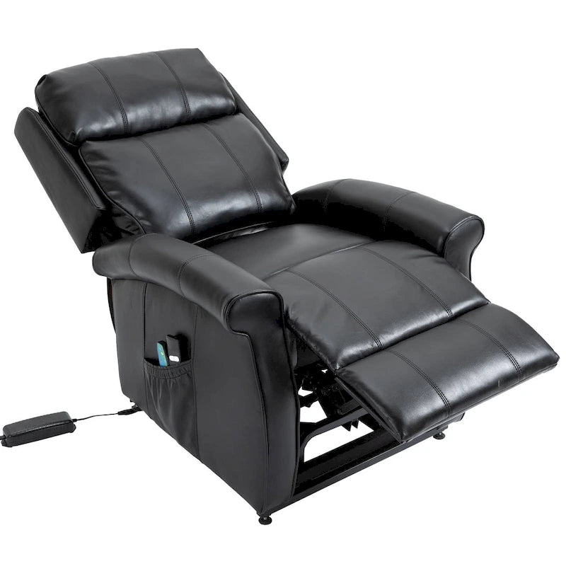 Fauteuil inclinable électrique de relaxation en similicuir avec fonction massage pour personnes âgées Clihome