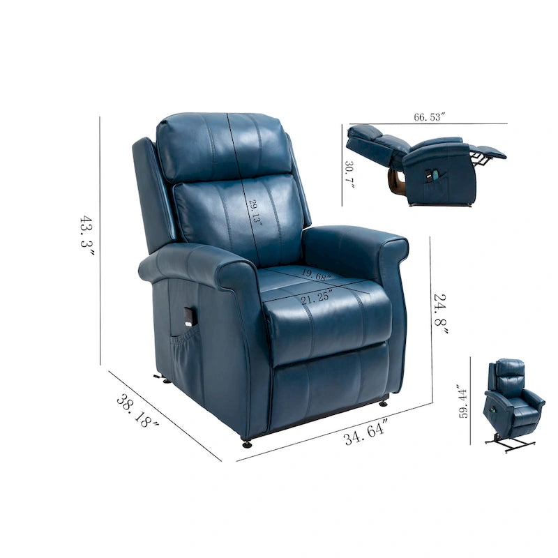 Fauteuil inclinable électrique de relaxation en similicuir avec fonction massage pour personnes âgées Clihome