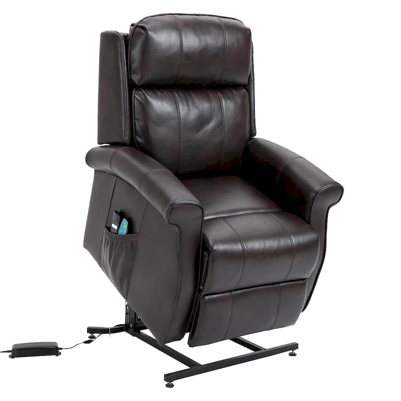 Fauteuil inclinable électrique de relaxation en similicuir avec fonction massage pour personnes âgées Clihome