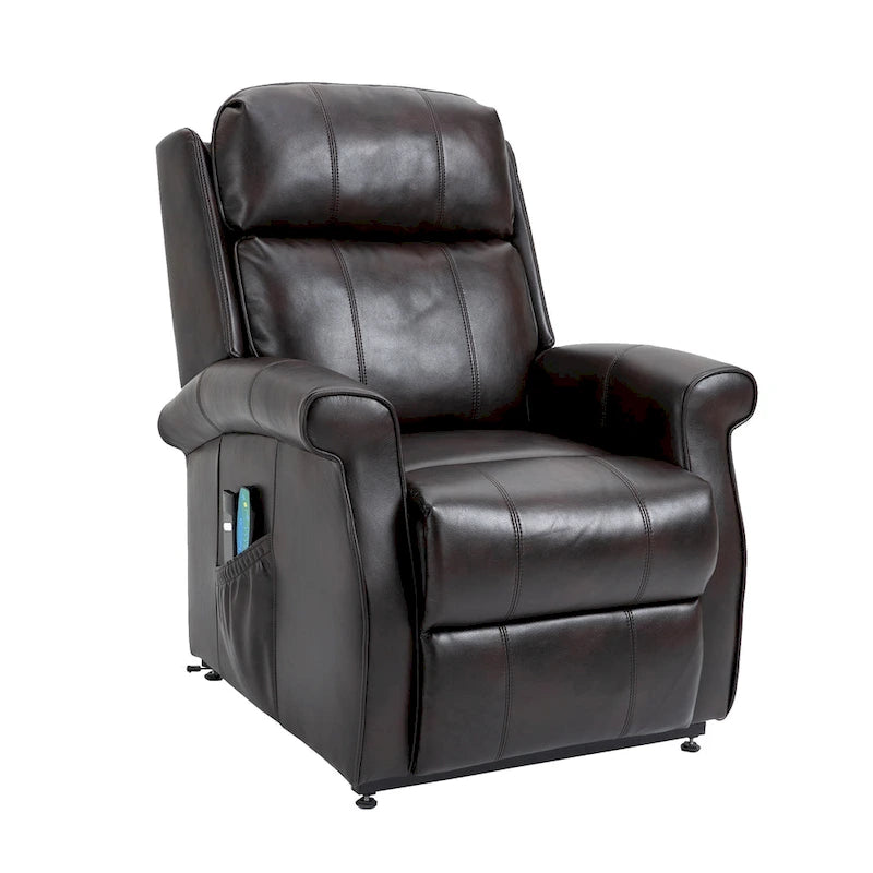 Fauteuil inclinable électrique de relaxation en similicuir avec fonction massage pour personnes âgées Clihome