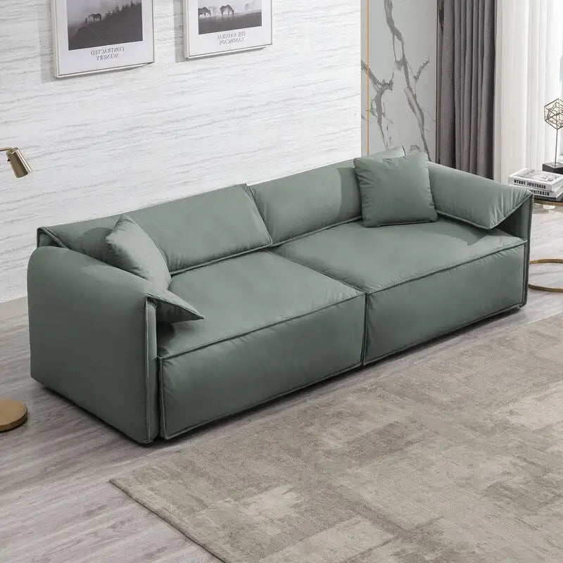Canapé 4 places rembourré Mixoy Deep Seat, canapé minimaliste de style italien 97 avec accoudoir "oreille d'éléphant", coussin décoratif