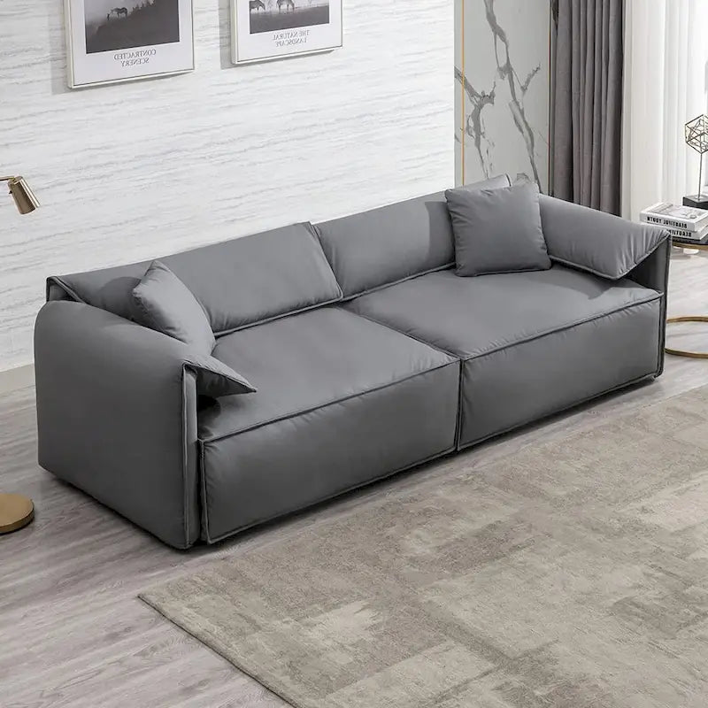 Canapé 4 places rembourré Mixoy Deep Seat, canapé minimaliste de style italien 97 avec accoudoir "oreille d'éléphant", coussin décoratif