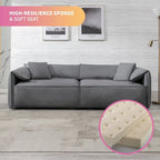 Canapé 4 places rembourré Mixoy Deep Seat, canapé minimaliste de style italien 97 avec accoudoir "oreille d'éléphant", coussin décoratif