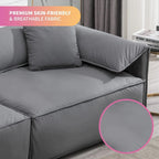 Canapé 4 places rembourré Mixoy Deep Seat, canapé minimaliste de style italien 97 avec accoudoir "oreille d'éléphant", coussin décoratif