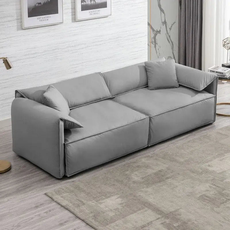 Canapé 4 places rembourré Mixoy Deep Seat, canapé minimaliste de style italien 97 avec accoudoir "oreille d'éléphant", coussin décoratif