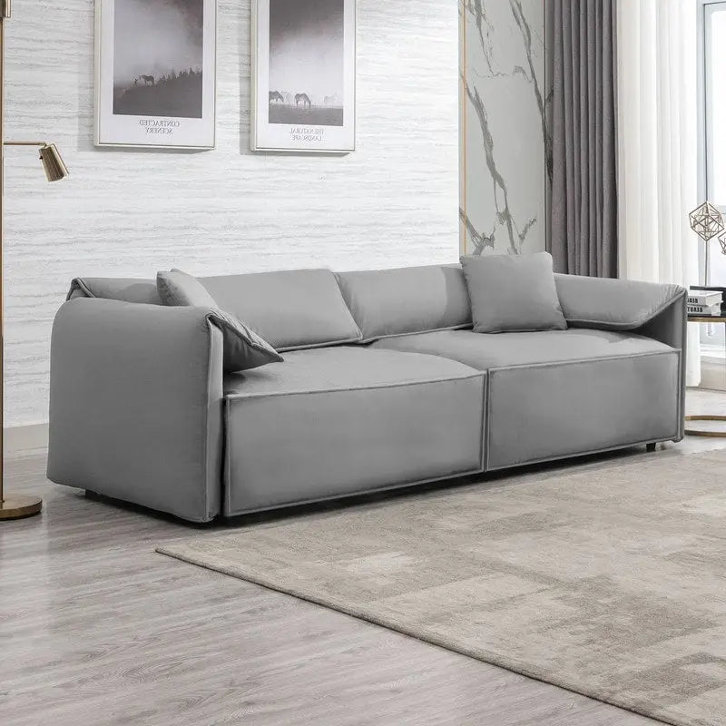 Canapé 4 places rembourré Mixoy Deep Seat, canapé minimaliste de style italien 97 avec accoudoir "oreille d'éléphant", coussin décoratif