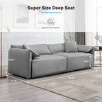 Canapé 4 places rembourré Mixoy Deep Seat, canapé minimaliste de style italien 97 avec accoudoir "oreille d'éléphant", coussin décoratif