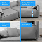 Canapé 4 places rembourré Mixoy Deep Seat, canapé minimaliste de style italien 97 avec accoudoir "oreille d'éléphant", coussin décoratif