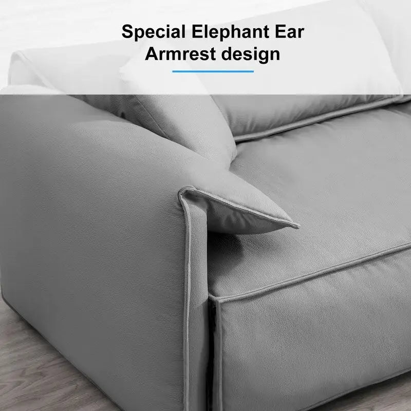 Canapé 4 places rembourré Mixoy Deep Seat, canapé minimaliste de style italien 97 avec accoudoir "oreille d'éléphant", coussin décoratif