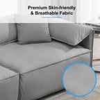 Canapé 4 places rembourré Mixoy Deep Seat, canapé minimaliste de style italien 97 avec accoudoir "oreille d'éléphant", coussin décoratif