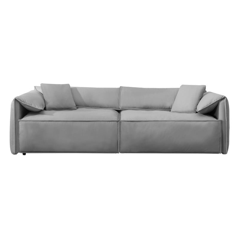 Canapé 4 places rembourré Mixoy Deep Seat, canapé minimaliste de style italien 97 avec accoudoir "oreille d'éléphant", coussin décoratif