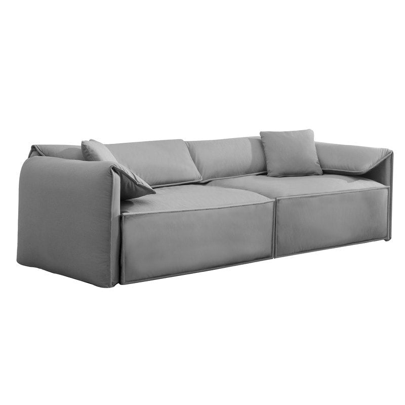 Canapé 4 places rembourré Mixoy Deep Seat, canapé minimaliste de style italien 97 avec accoudoir "oreille d'éléphant", coussin décoratif
