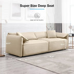 Canapé 4 places rembourré Mixoy Deep Seat, canapé minimaliste de style italien 97 avec accoudoir "oreille d'éléphant", coussin décoratif