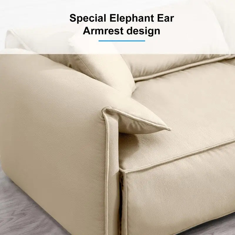 Canapé 4 places rembourré Mixoy Deep Seat, canapé minimaliste de style italien 97 avec accoudoir "oreille d'éléphant", coussin décoratif