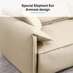 Canapé 4 places rembourré Mixoy Deep Seat, canapé minimaliste de style italien 97 avec accoudoir "oreille d'éléphant", coussin décoratif