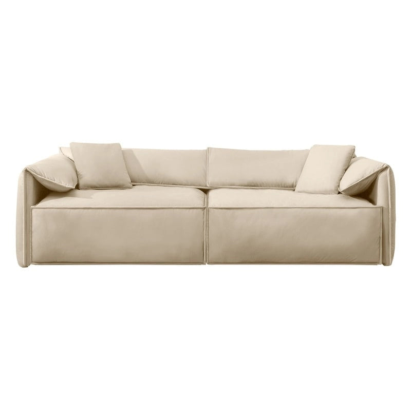 Canapé 4 places rembourré Mixoy Deep Seat, canapé minimaliste de style italien 97 avec accoudoir "oreille d'éléphant", coussin décoratif
