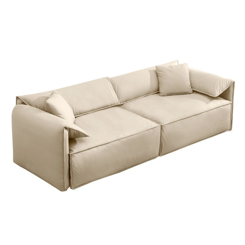 Canapé 4 places rembourré Mixoy Deep Seat, canapé minimaliste de style italien 97 avec accoudoir "oreille d'éléphant", coussin décoratif