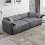 Canapé 4 places rembourré Mixoy Deep Seat, canapé minimaliste de style italien 97 avec accoudoir "oreille d'éléphant", coussin décoratif