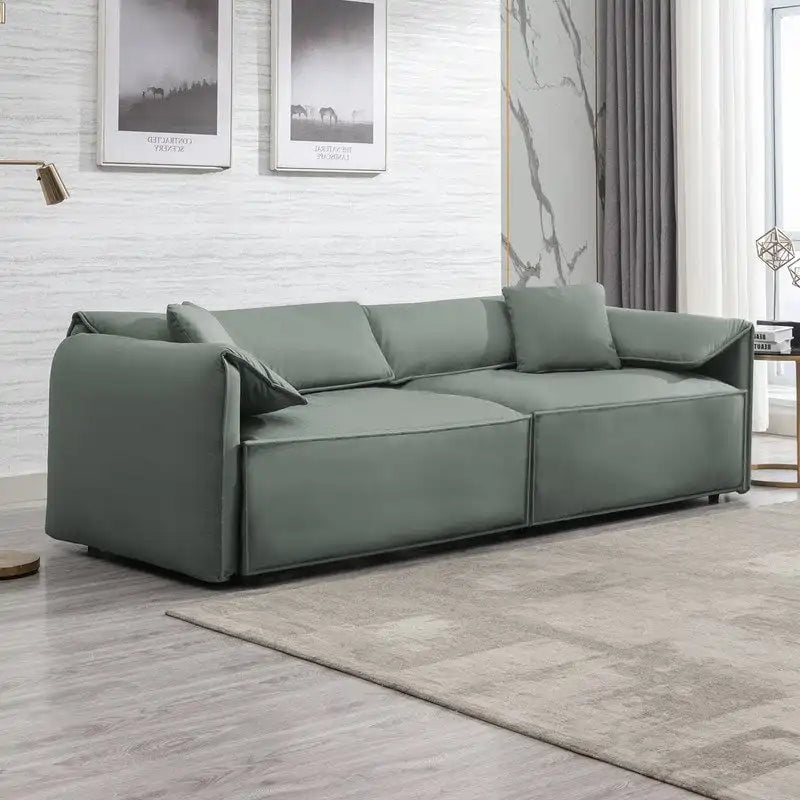 Canapé 4 places rembourré Mixoy Deep Seat, canapé minimaliste de style italien 97 avec accoudoir "oreille d'éléphant", coussin décoratif