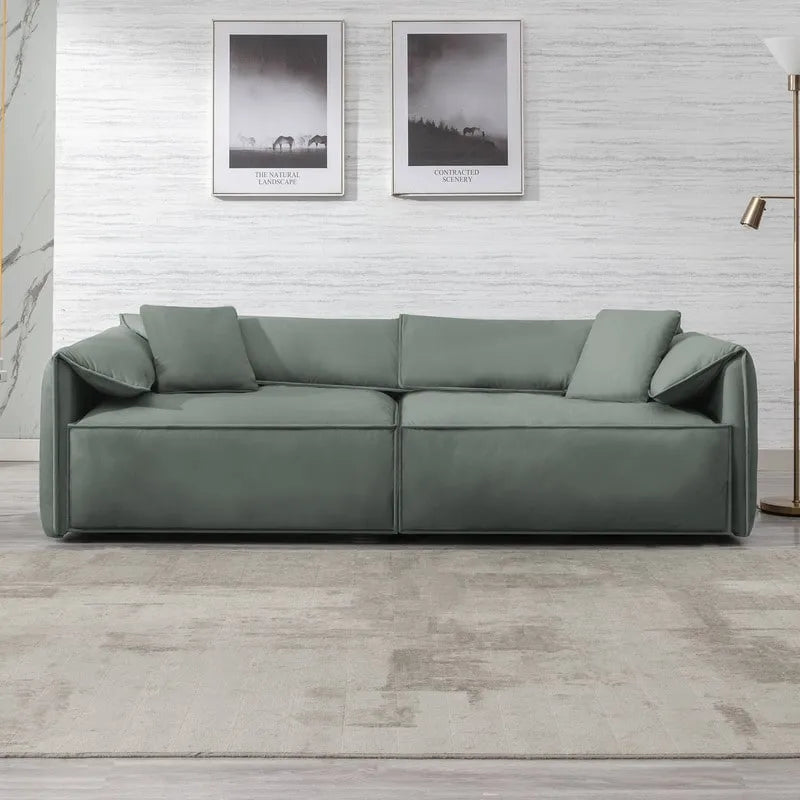 Canapé 4 places rembourré Mixoy Deep Seat, canapé minimaliste de style italien 97 avec accoudoir "oreille d'éléphant", coussin décoratif