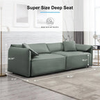 Canapé 4 places rembourré Mixoy Deep Seat, canapé minimaliste de style italien 97 avec accoudoir "oreille d'éléphant", coussin décoratif