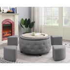 Ensemble de poufs de rangement ronds gris d'intérieur