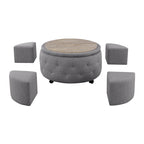 Ensemble de poufs de rangement ronds gris d'intérieur