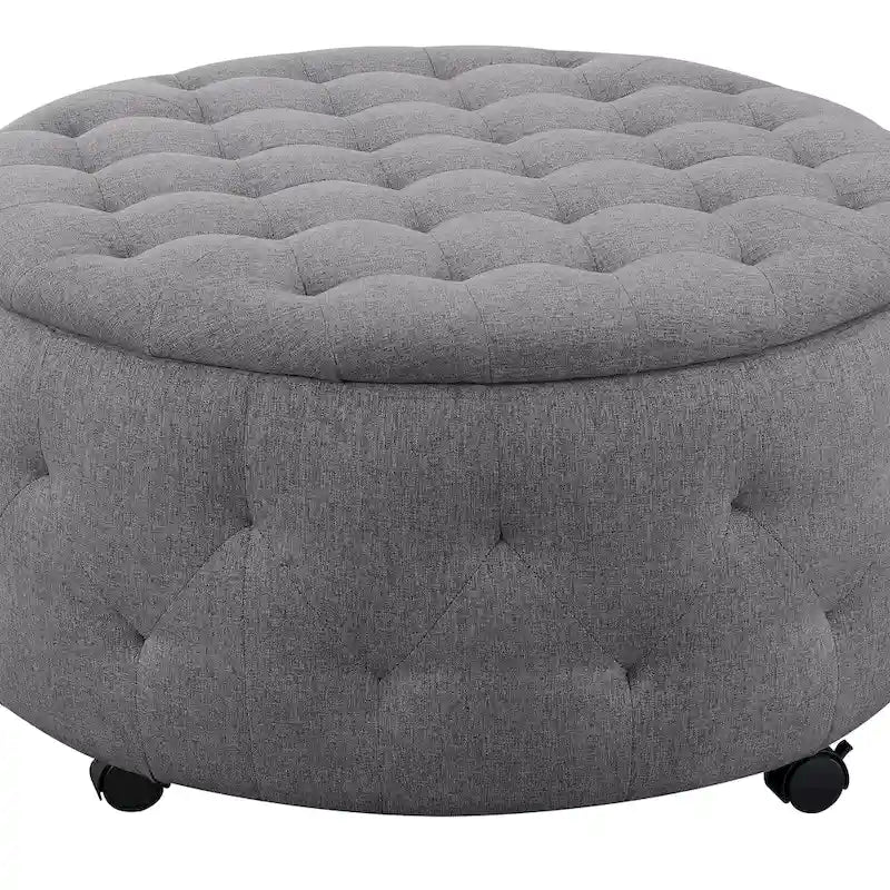 Ensemble de poufs de rangement ronds gris d'intérieur
